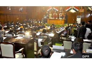 Governor of Arunachal Pradesh Lt. Gen (Retd) Nirbhay Sharma addressing the third session of sixth Legislative Assembly at Arunachal Pradesh State Legislative Assembly, Naharlagun on 28th  January 2015